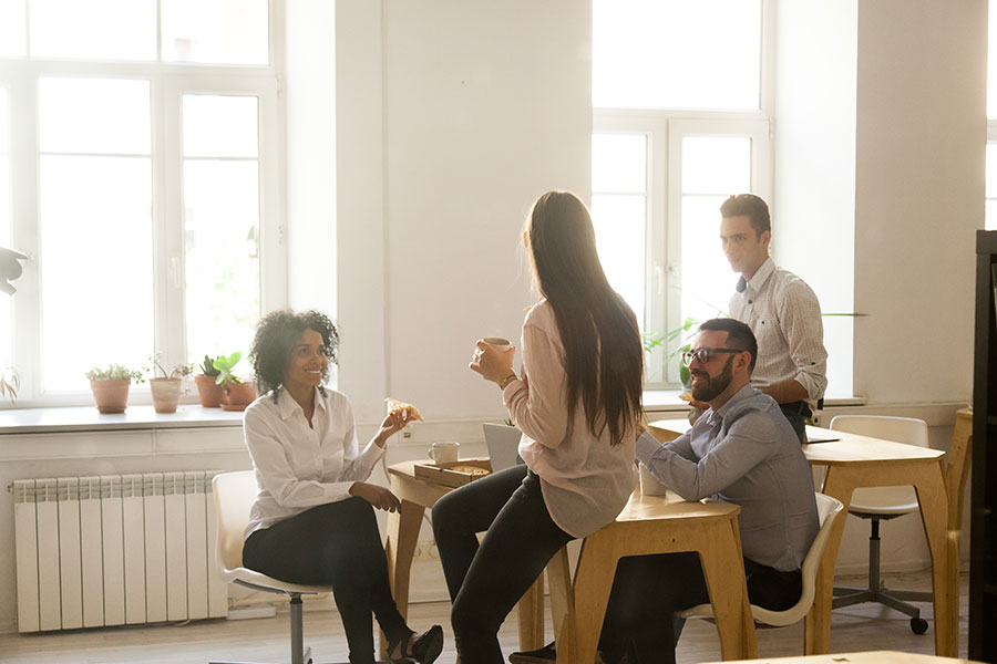 Co-workers having a coffee break